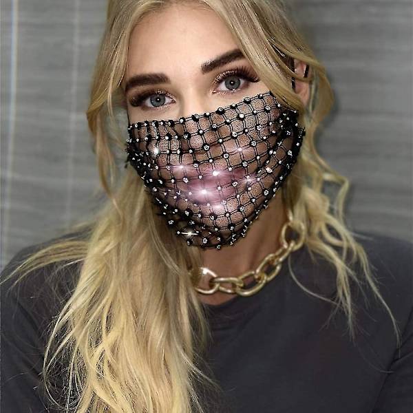 Glittrande Rhinestone Ansiktsmasker Kristallnätmask Glimrande Maskeradmask Halloweenfest Rave Festival