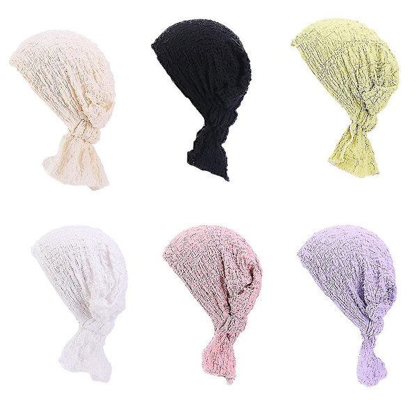 Kvinnors Bubbelrynkig Turbanhatt Förbunden Elastisk Beanie För Huvudomslag Kemohätta