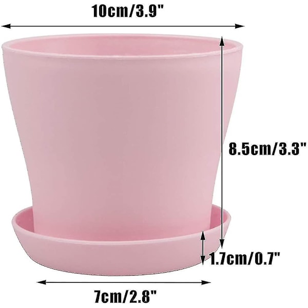 8 st 4\" Rosa Små Växtkrukor Plastblomkrukor Inomhusväxtkrukor För Kontor