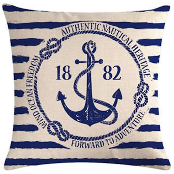 4 stk Pudebetræk Sejlads Navigation Kompas Dekorative Pudebetræk Bomuld Hør Pudebetræk 45x45cm