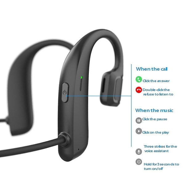 Benledningsheadset Bluetooth 5.0 med mikrofon kompatibelt för löpning och cykling