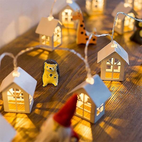 2m 10 LED Træhus Formet Lysstreng Garland Juletræspynt Julehjem Dekorationer Noel Navidad Kerst Dekoration