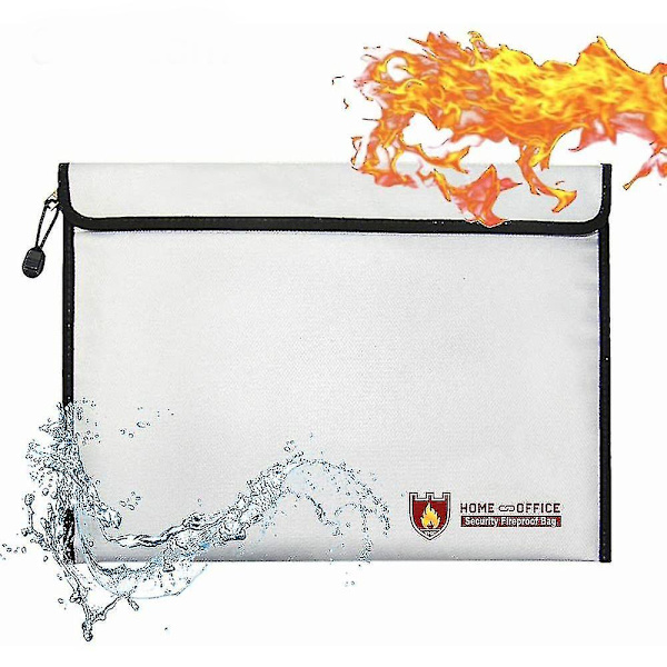 Brandsäker Dokumentväska, 38x28cm Solid Silikonbelagd Brandsäker & Vattentät Pengaväska Brandsäker Säker Förvaring
