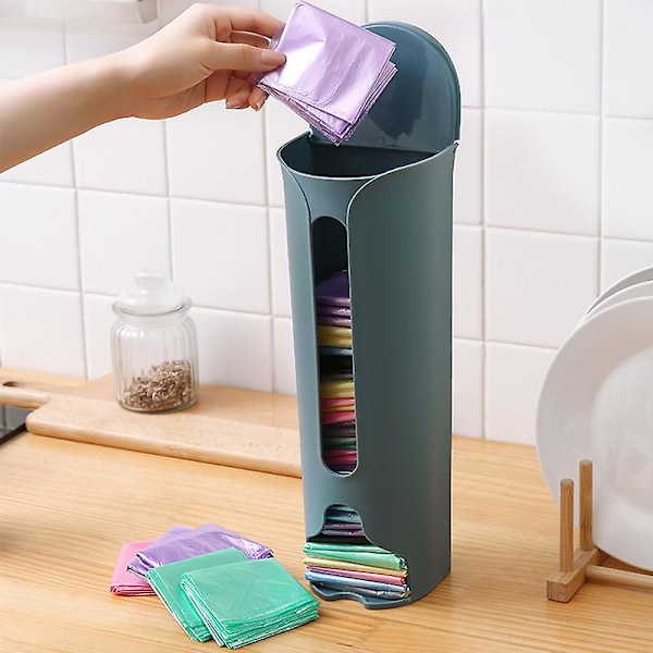 Väggmonterad sopsäckförvaringslåda Köks plastpåshållare Förvaringslåda Badrum Sopåse Dispenser Kökstillbehör, Vit, 9x9x