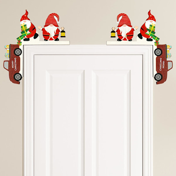 2 st juldekorationer Tomte Rensa Julgran Applikation Träbord Dörrram Hörn Applikation (D)