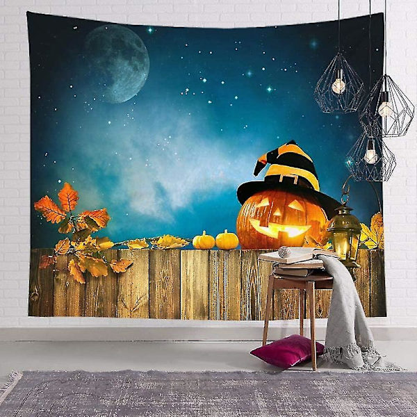 Tapestry-kurpitsapumppu Halloween-matto Koti Sisustus Yökuu Hippi Tapestry Seinävaate Katto Sisustus-12 150 * 150, Lyhyt Plussi