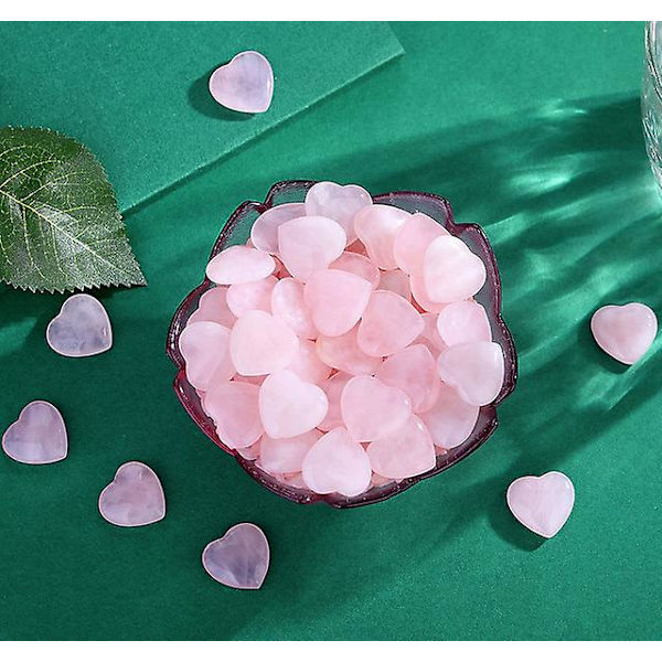 20 st Rosenkvarts Hjärtkristaller Naturlig Kristall Polerad Healing Söta Kärleksstenar Energi Balansering Meditation för Kvinnor