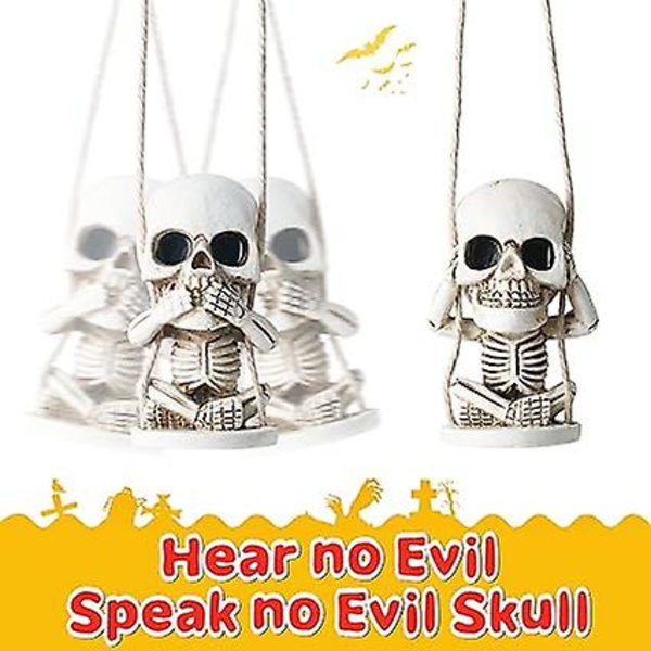 2 kpl keinuva kallo Halloween-koriste auton peiliin ripustettavat sisätilatarvikkeet naisille ja miehille auton taustapeilin riipus goottilainen koriste hauska lahja