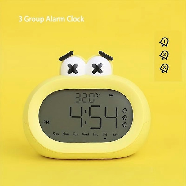 Big Mouth Väckarklocka Mini Smart Multifunktionell Snooze LED-Klocka Elektronisk Liten Väckarklocka (Gul)