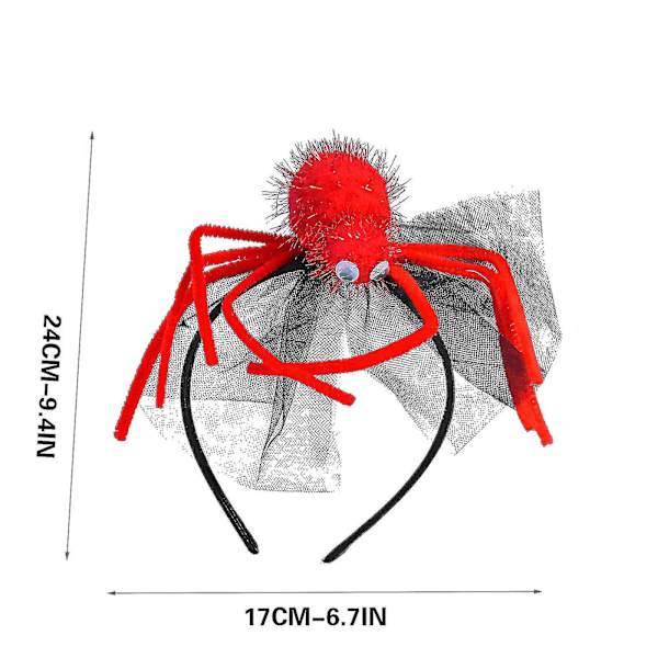 Halloween Hårbånd Hårtilbehør Party Bue Mesh Hårklips Skull Web Witch Hårklips (Rød)
