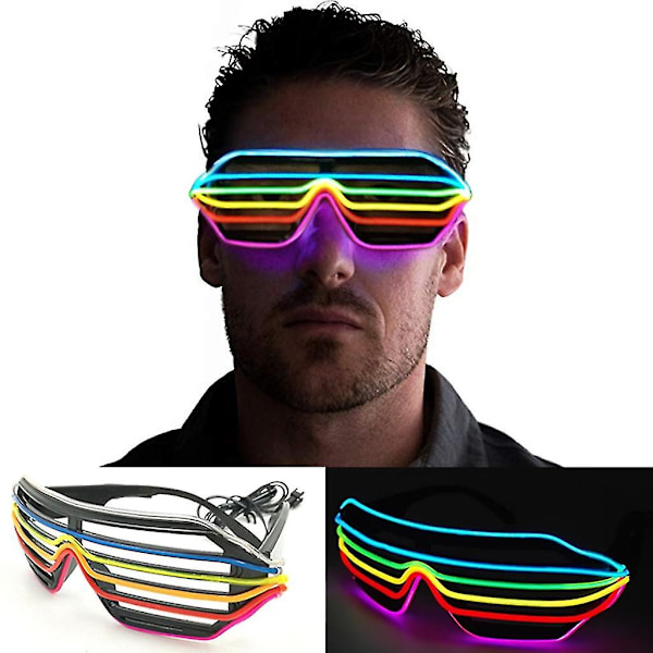 Fargerike LED-briller El Lysende Skygger Blinkende Rave Kostyme Maske Natt Show Glød Festforsyninger Juledekorasjoner