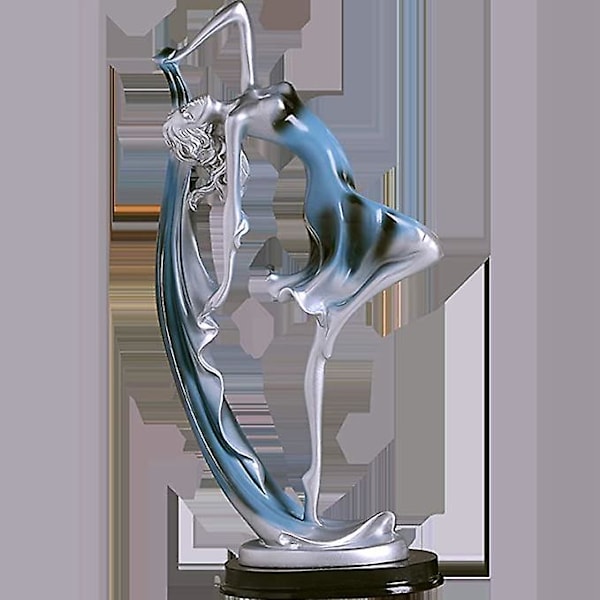 1 st Resin Dansare Staty Dansande Action Staty Hantverk Heminredning för Skåp, Vardagsrum, Bokhylla Hemskulptur, Blå, 22CM i höjd