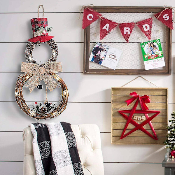 Jultomte-ljusslinga Julkrans Tomte-ramdekoration med hatt och rosett Jul