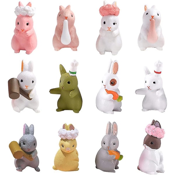 Miniatyr kanin ornament*12, mini kanin figur, mini kanin dekorasjon, kanin leke til påske dekorasjon, kanin figurer, miniatyr kanin Garde