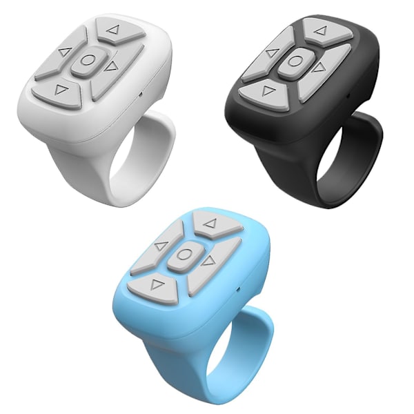 Bluetooth Ring Fjärrkontroll Tablet Mobiltelefon Multifunktionell App Trådlös Roman Sida Flipper Shake Fjärrkontroll（vit)