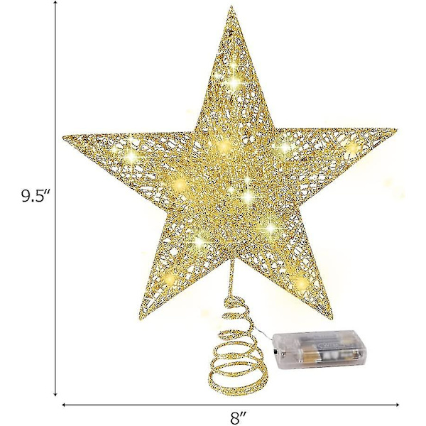 Juletrær Toppstjerne Med Vakre Led-lys. Metall Glitter Julestjerne Tre Topper For Jul