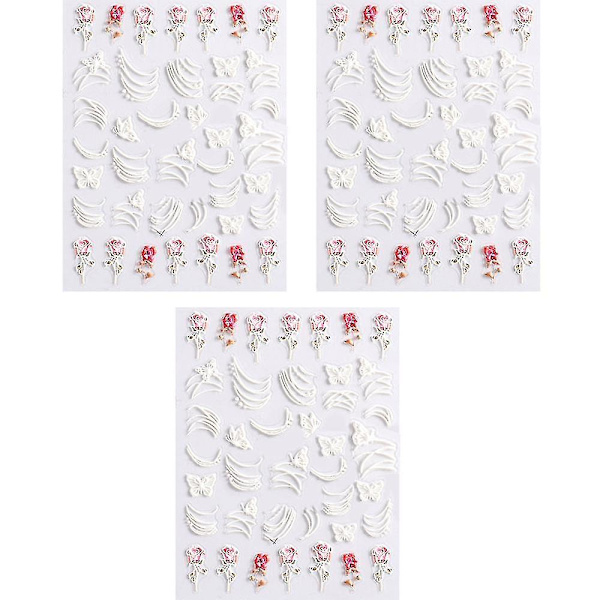 Nagelklistermärke 5d Utsökt Präglad Nageltillbehör Självhäftande Nageldekoration Blommönster Design Akrylnagel