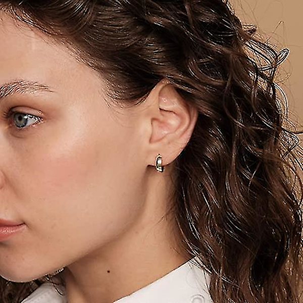 Dww-2-pack Enkla Runda Örhängen med Spänne 14k Guldpläterade Koreanska Stil Örhängen Tillbehör, 14mm/18mm