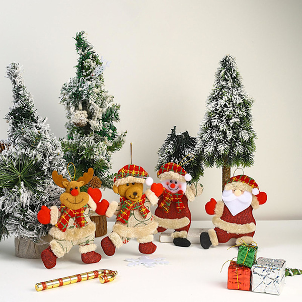 Julgranshänge med snöre Söt tecknad tomte snögubbe älg dockhänge (H)