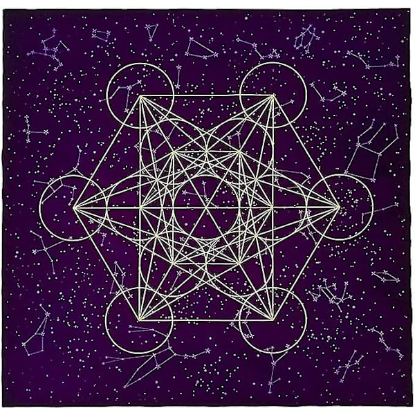 Fiolett fløyel Tarot duk med trykk - Hellig geometri - For Tarot-entusiaster - 60 x 60 cm