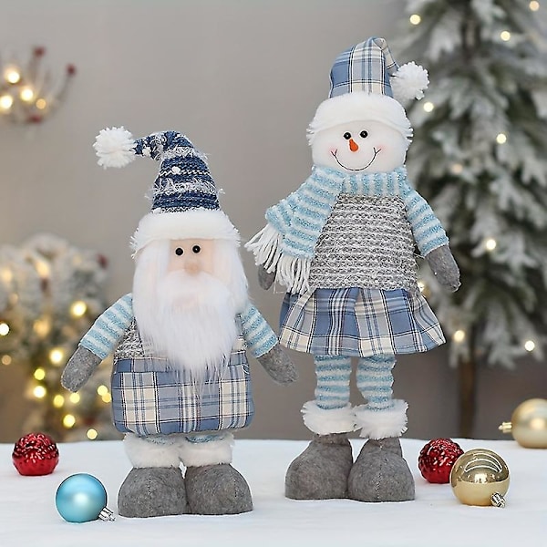 Ny Julprodukt Blå Tyg Utdragbar Juldocka Gammal Man Snögubbe Älg Semesterdekoration Prydnader (T1230096 B)