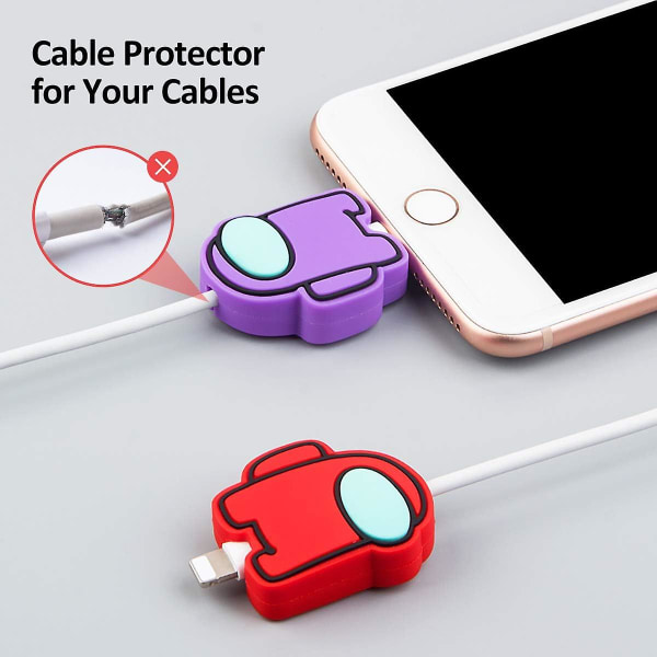 Søt kabelbeskytter for iPhone-lader, 5 STK Cartoon Anime Charging Saver, Action Figurer-kabelvenner, kompatibel for iPhone iPad-laderkabel på