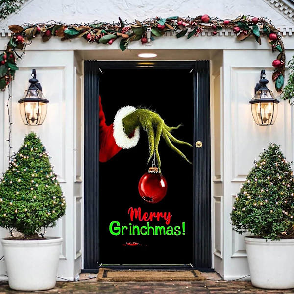 Grön Elf Juldörröverdrag Dekorationer Grön Elf Grön Bakgrund För Framsida Dörr Dekor God Jul Veranda Skylt För Inomhus