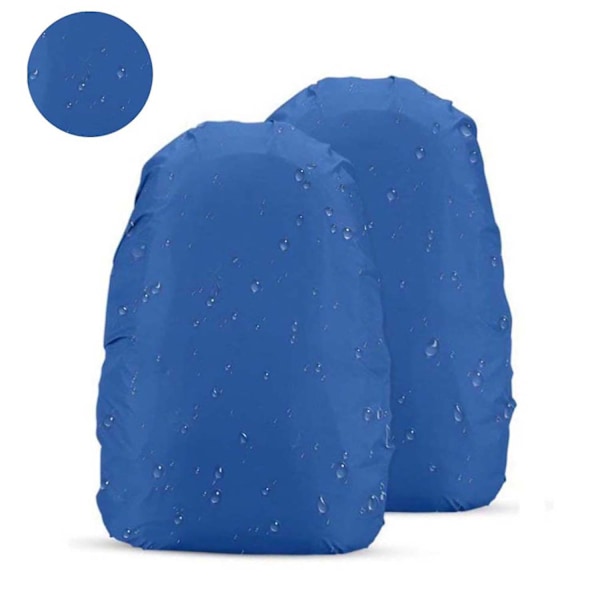 Vattentätt regnskydd för ryggsäck i nylon - Regntät utomhusutrustning för 18-25L ryggsäck - Blå, 2-pack