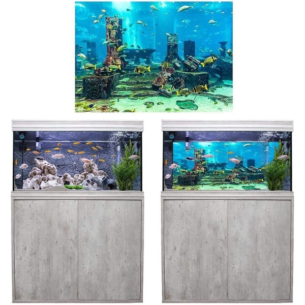 Akvaariotausta vedenalainen juliste PVC Coral Fish Tank -koristelu seinätarra Vedenalainen kaupunkimalli