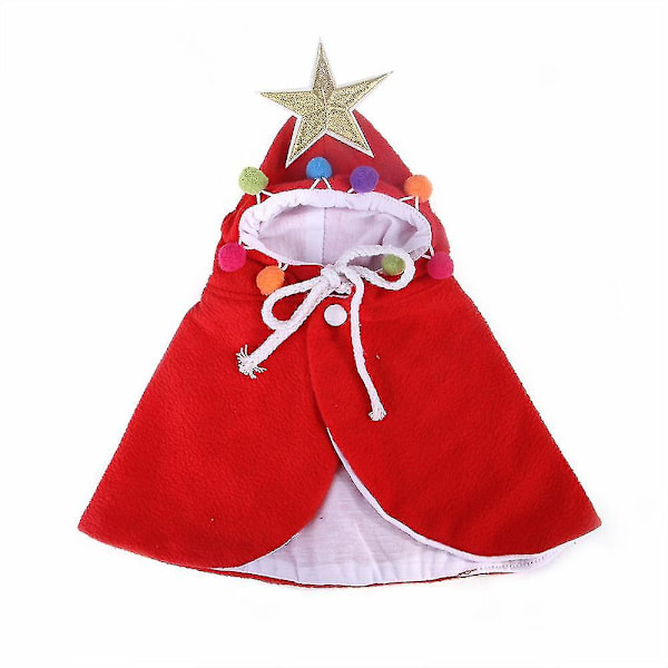Jultomtekostym för katt med tomteluva och halsduk - Kitty Juloutfit Kläder Husdjur Jultomte Set för Kattunge, Valp