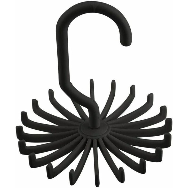 Slipshållare 360 ​​graders roterande halsduk Hängare Justerbar Swirl Slipsbälte 20 krokar Hängare Hållare Organizer för garderobsförvaring (svart)，HANBING