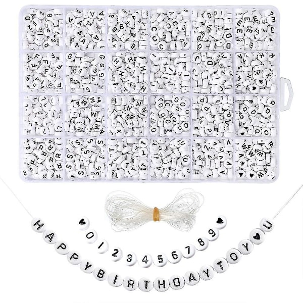 1200 Pieces A-z Letter Beads, 7 * 4mm Sorted Alphabet Beads And White Acrylic Letter Beads For Jewellery Making Kids（A）