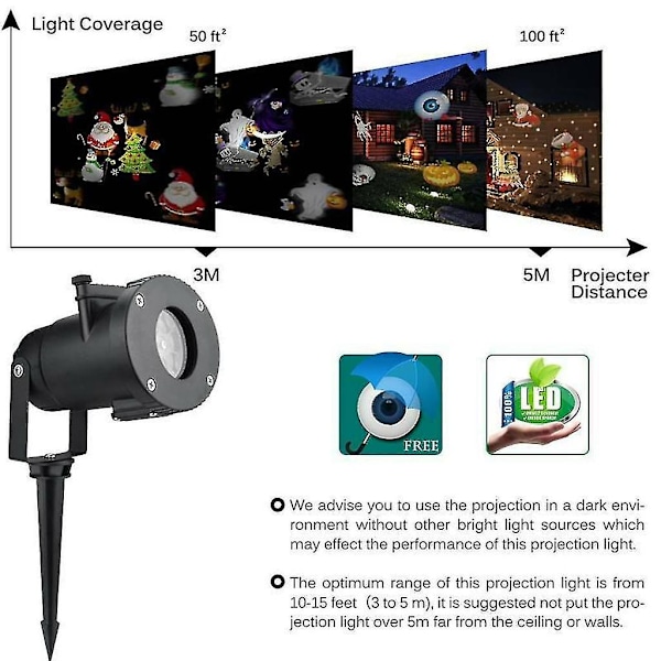 LED Projektionslampe Julelys LED Projektor Kompatibel med Jule-/Halloween Projektionslampe Vandafvisende IP65 Julelys Udendørs LED