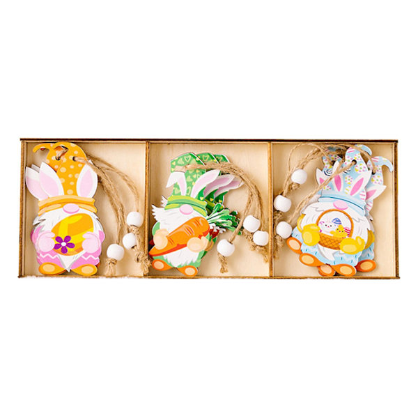 9 st/ask 3-fack Easter-hänge Bunny Carrot Ansiktslös Tomte Hängande Dekorationer Påskfest Dekor (B)