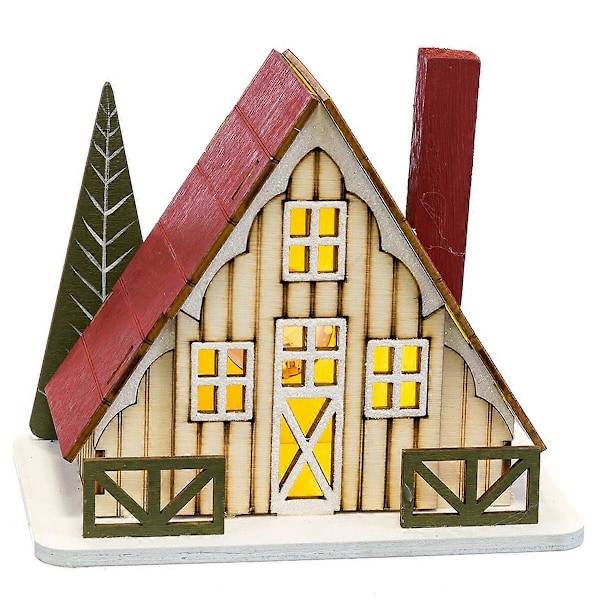 Julgranskula Flerfärgad Trähus 14 x 9 x 14 cm