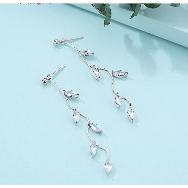 Lange Dangle Ørepynt Kjede For Kvinner Blad Ørepynt Elegant Drop Ørepynt Blad Tråd