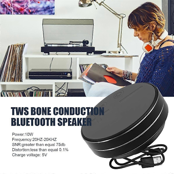 Super stor TWS Benledning Bluetooth-högtalare TWS trådlös kan anslutas till kortbas högtalare svart