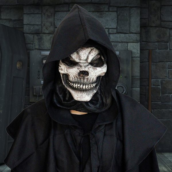 Dekorativ Skalle Ansiktsmask Enkelt Att Använda Emulsion Halloween Full Skalle Huvud Rörlig Mun Ansiktsmask För Festival (B)