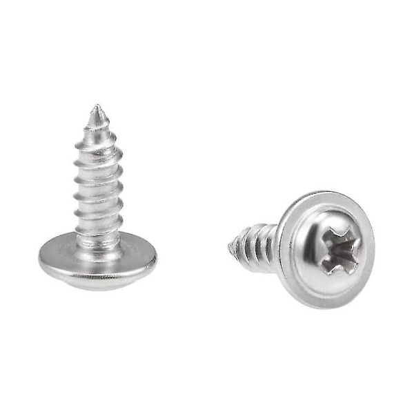 2,6x8mm Phillips Pan Head Selvtæppende Skrue med Skive Skrue 304 Rustfrit Stål Fastgørelseselementer Bolte 50stk