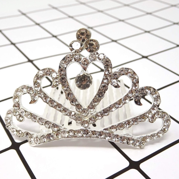 Princess Tiara Comb, Flower Girls Crystal Rhinestone Crown Hair Comb Håraccessoarer