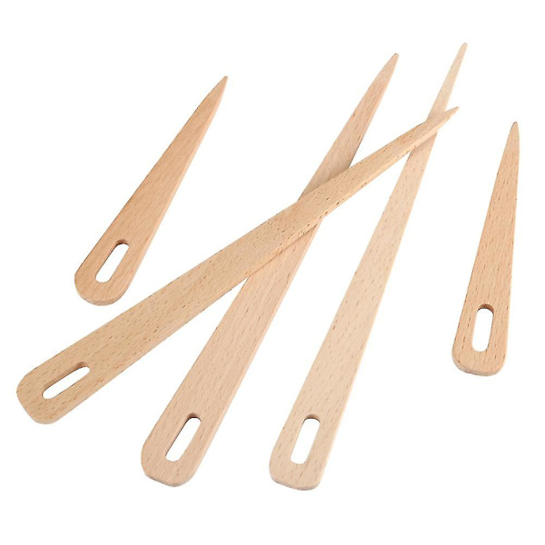 5-pack Trähandvävpinnar Stickning Virkning Tapestry DIY Hantverk Verktyg