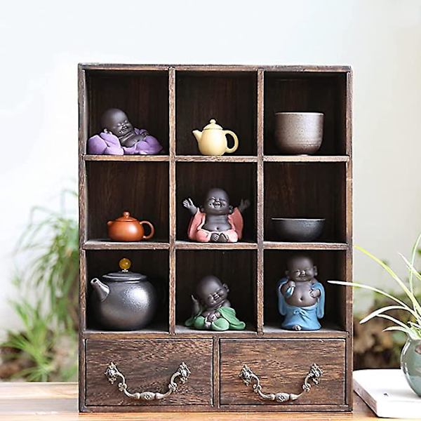 Qikuver Skrattande Maitreya Buddha, Keramik Buddha Staty, Dekorativ Teskulptur, Mini Sittande Lyckliga Buddha Prydnader, Heminredning Trädgårds Prydnader (P