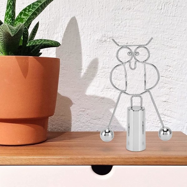 Kinetic Art nce Toy Rostfritt stål Owl nce Toy Educational Science Gadget Undervisningsmaterial Desktop