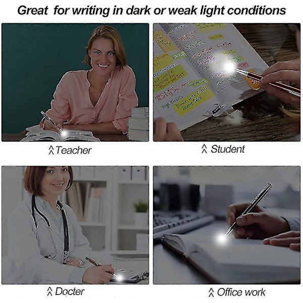 4 st Luminous Tip Pen Kulspetspenna Med Led Ljus Penna Med Led Ficklampa