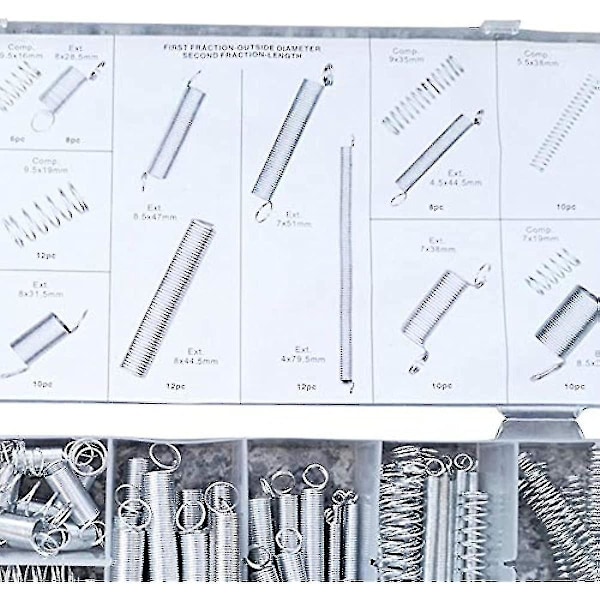 200 st Tension Springs Extension Assortment Rostfritt Stål Extension Tension Compression Springs Assorterat Fjäderset Med Förvaringsväska