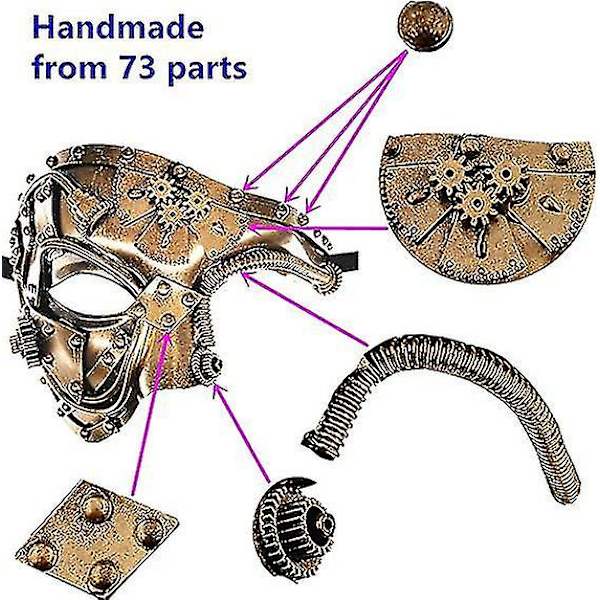 Steampunk Metal Cyborg Venetian Maske, Maskerademaske Til Halloween Kostumefest/Fantomet På Operaen/Mardi Gras Ball