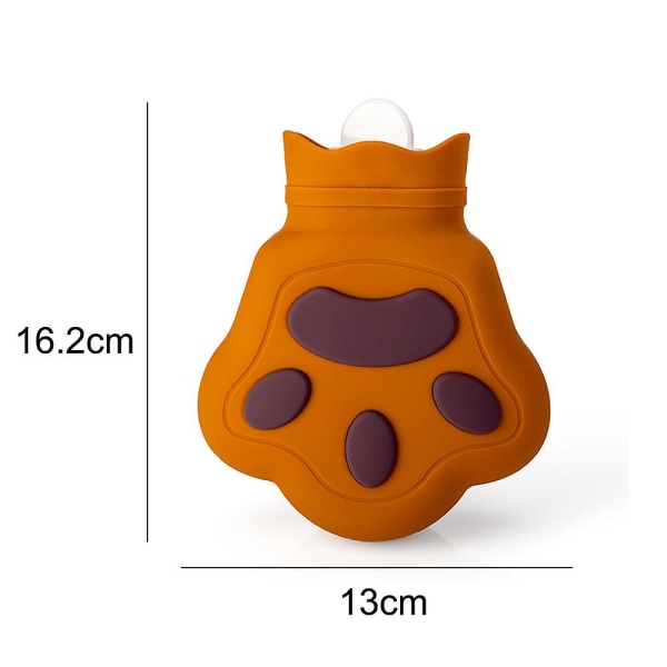 Varmtvannsflaske med deksel Silikon varmtvannspose kompatibel med smertelindring Søt varmpakke håndvarmer (450 ML）