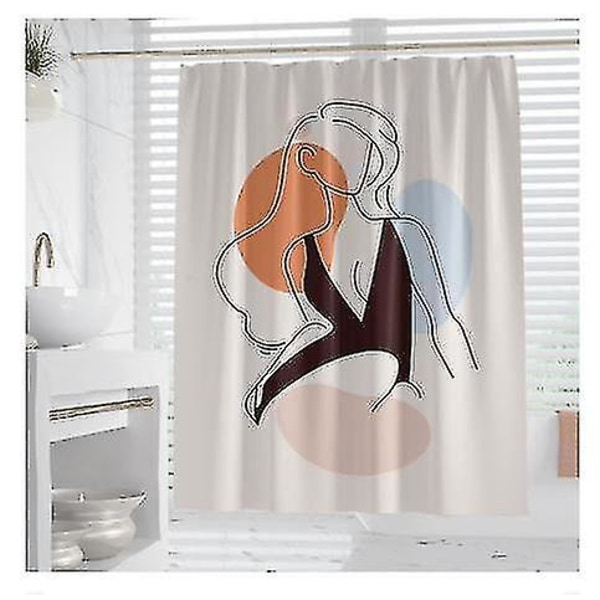 Digitaltrykt Polyester Dusjforheng Vanntett Baderomsskillevegg Dusjforheng Baderomsgardin 180*180cm A