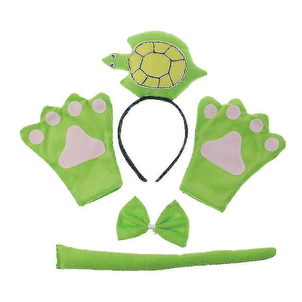 4-pack Prestanda Rekvisita Halloween Cosplay Show Maskeradfest Cartoon Tredimensionell Sköldpadds Mönster Huvudbonader Set för Vuxna (grön)
