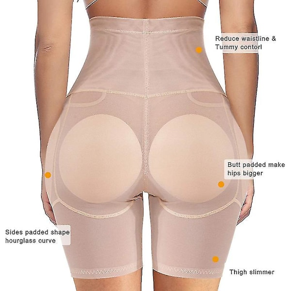 Kvinnors Shapewear Kontrolltrosor Kroppsshaper Butt Lifter Vadderade Höftförstärkare Sömlösa Underkläder Hög Midja (XXXL, hud)